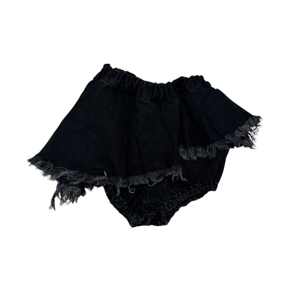 MOTORETA Black Fringed Denim Kids Skort - size 12m *flex sizing up to 3T
